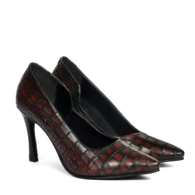 Pointed Toe Luxurious Smokey Dark Brown Sleek Stiletto Ladies Pencil Heel By Brune & Bareskin