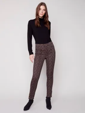 Printed Twill Pants with Snap Button Hem - Truffle Printed Twill Pants with Snap Button Hem - Truffle
