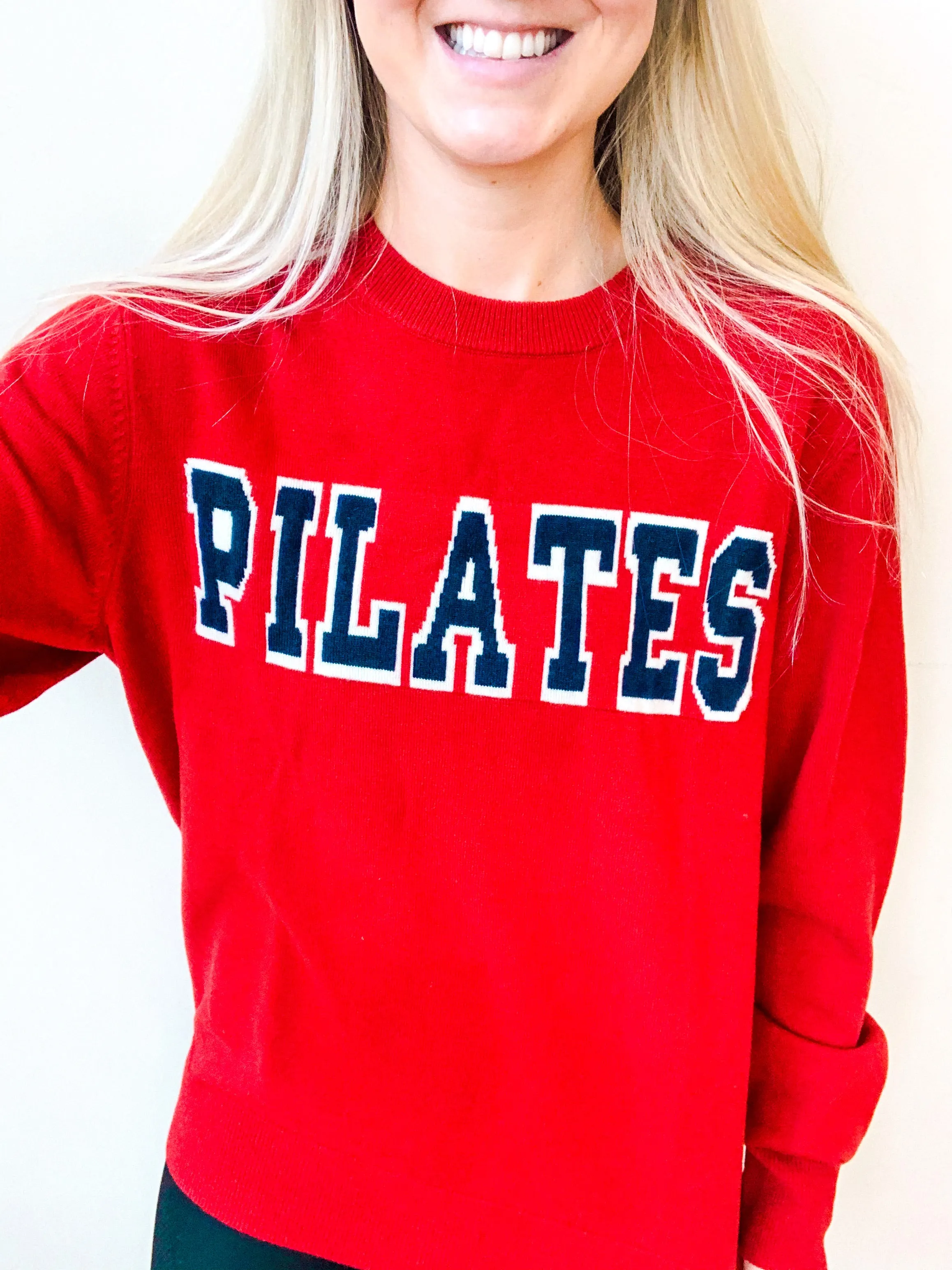 Ready-to-Ship Collegiate Pilates 100% Merino Wool Sweater