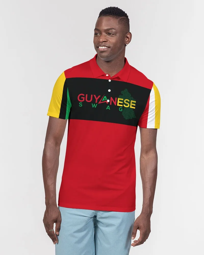 Red Guyanese Swag™ Men's Slim Fit Short Sleeve Polo