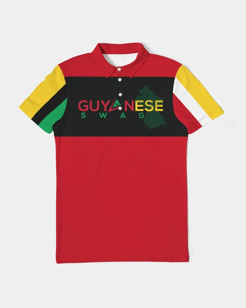 Red Guyanese Swag™ Men's Slim Fit Short Sleeve Polo