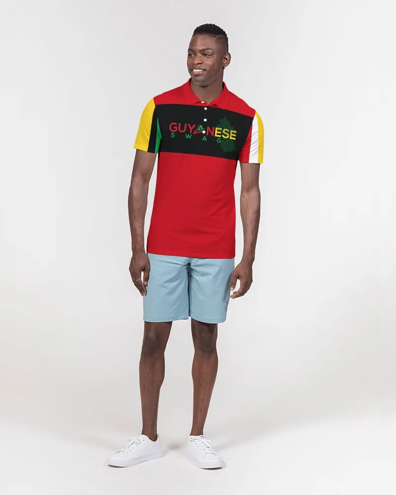 Red Guyanese Swag™ Men's Slim Fit Short Sleeve Polo