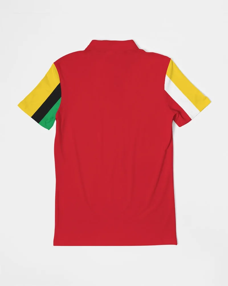 Red Guyanese Swag™ Men's Slim Fit Short Sleeve Polo
