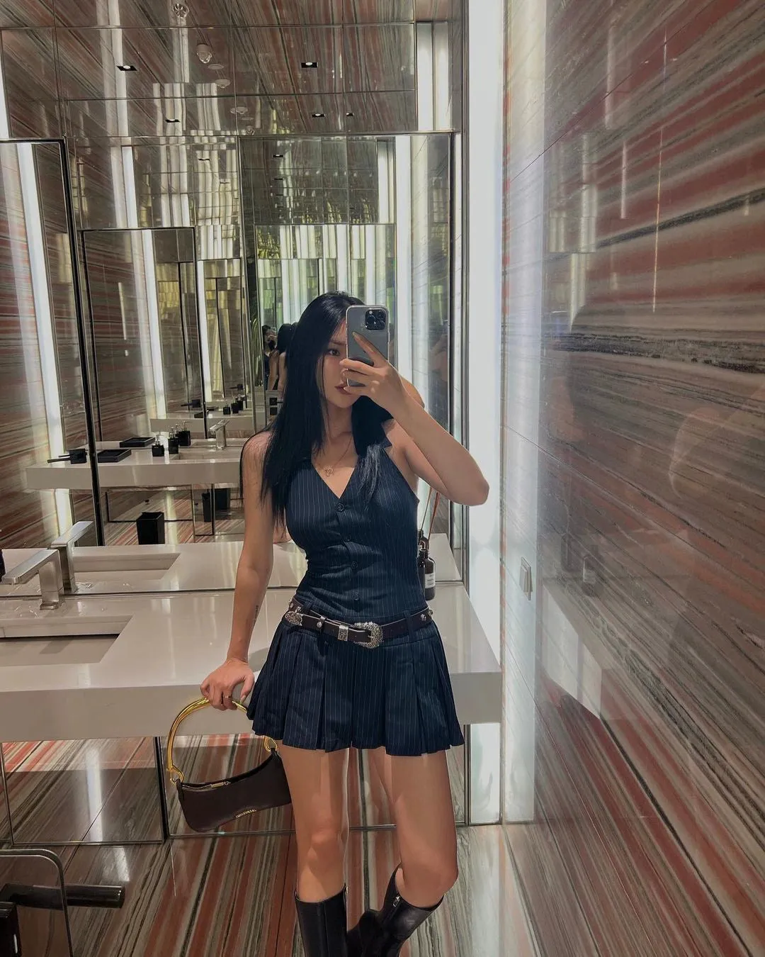 Sham Pleated Mini Dress