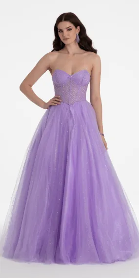 Sheer Corset Sweetheart Tulle Ballgown