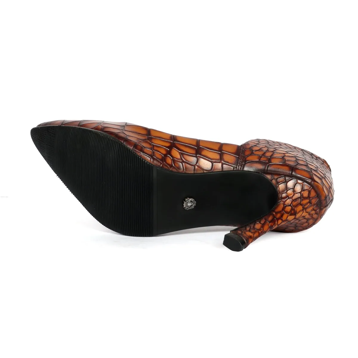 Smokey Tan Pointed Toe Luxurious Sleek Stiletto Ladies Pencil Heel By Brune & Bareskin