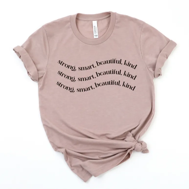 Strong, Smart, Beautiful, Kind | Heather Pink Gravel Tee