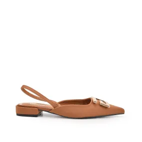 Stylish Brown Buckle Slingback Flats | 420N-BI