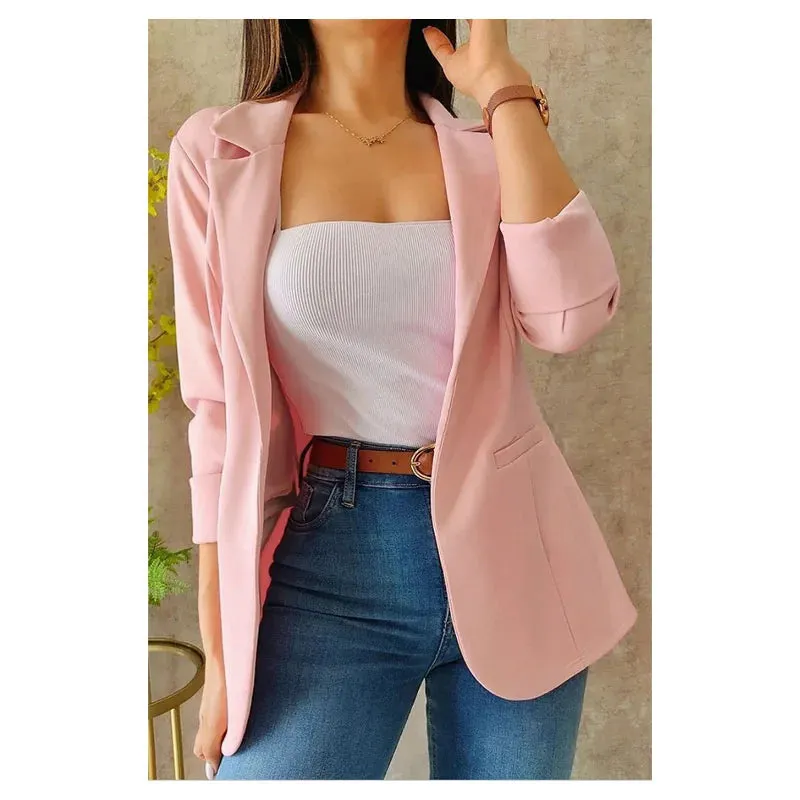 Suit Women's Casual Commute Classic Coat Premium Solid Color Office Coat