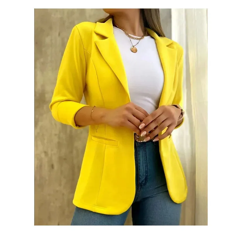 Suit Women's Casual Commute Classic Coat Premium Solid Color Office Coat