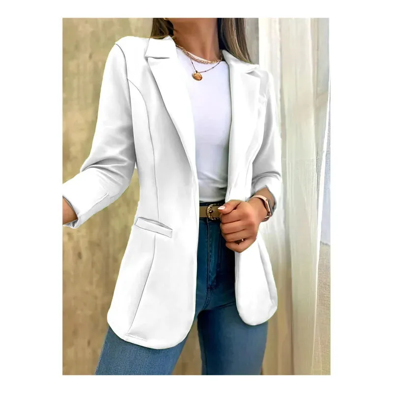 Suit Women's Casual Commute Classic Coat Premium Solid Color Office Coat