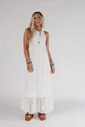 Sunpetal Crochet Maxi Dress - White