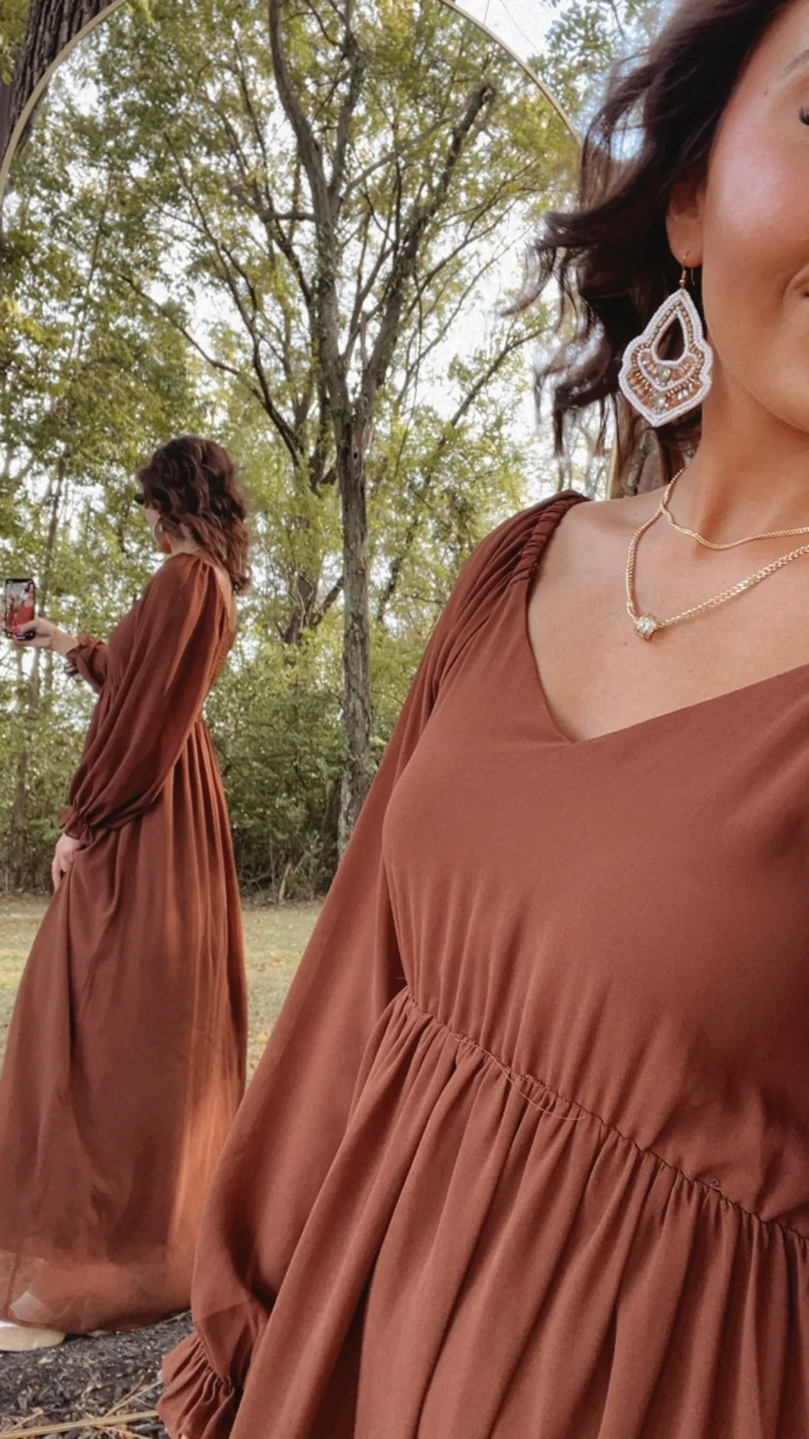 Timeless Romantic Chiffon Maxi Dress, Brown