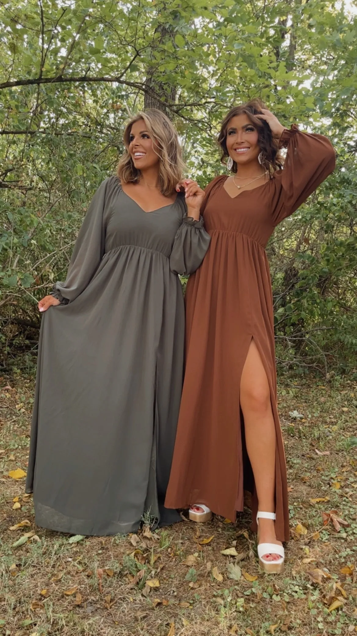 Timeless Romantic Chiffon Maxi Dress, Brown