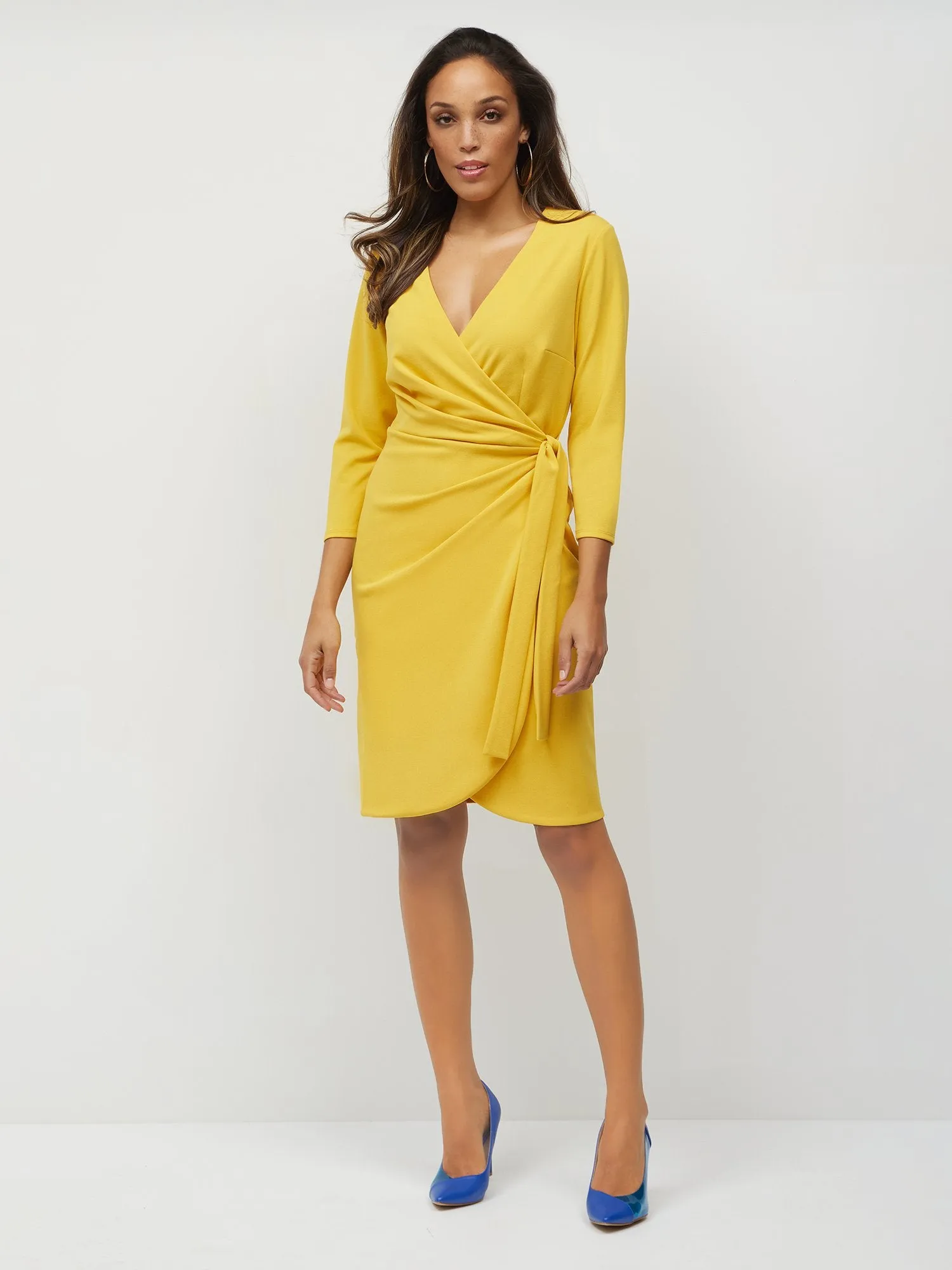V-Neck Wrap Sheath Dress - Magic Crepe®