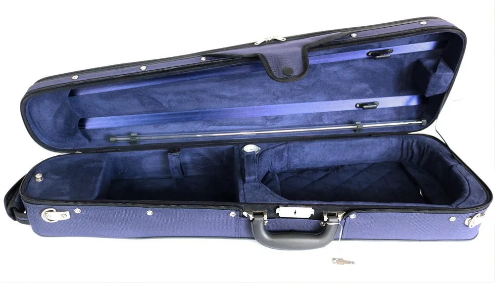 V Shaped Extra-Deluxe Violin Case - Blue with Blue Interior (3/4 Size)