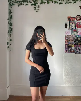 Veronica Dress (Women Bodycon Square Neck Dress) : Black For Women