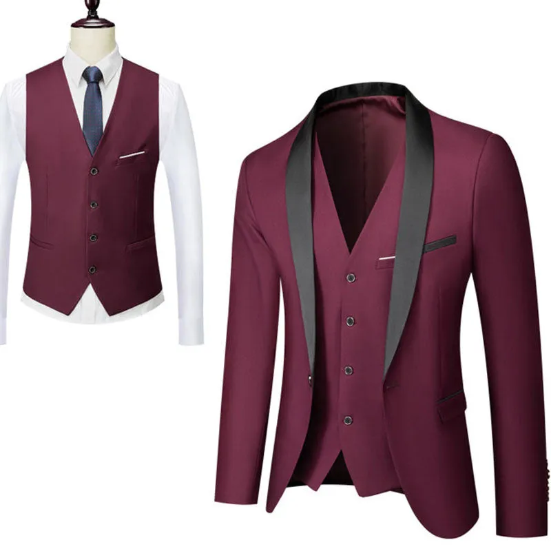 Wedding Eveing Dress 3 Pieces Jacket Pants Vest
