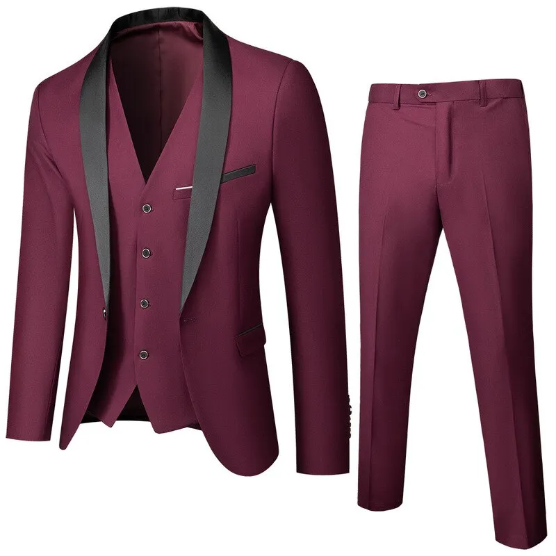Wedding Eveing Dress 3 Pieces Jacket Pants Vest