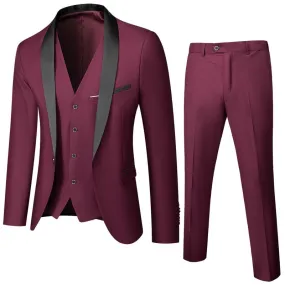 Wedding Eveing Dress 3 Pieces Jacket Pants Vest
