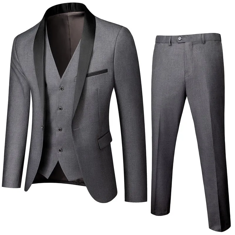 Wedding Eveing Dress 3 Pieces Jacket Pants Vest