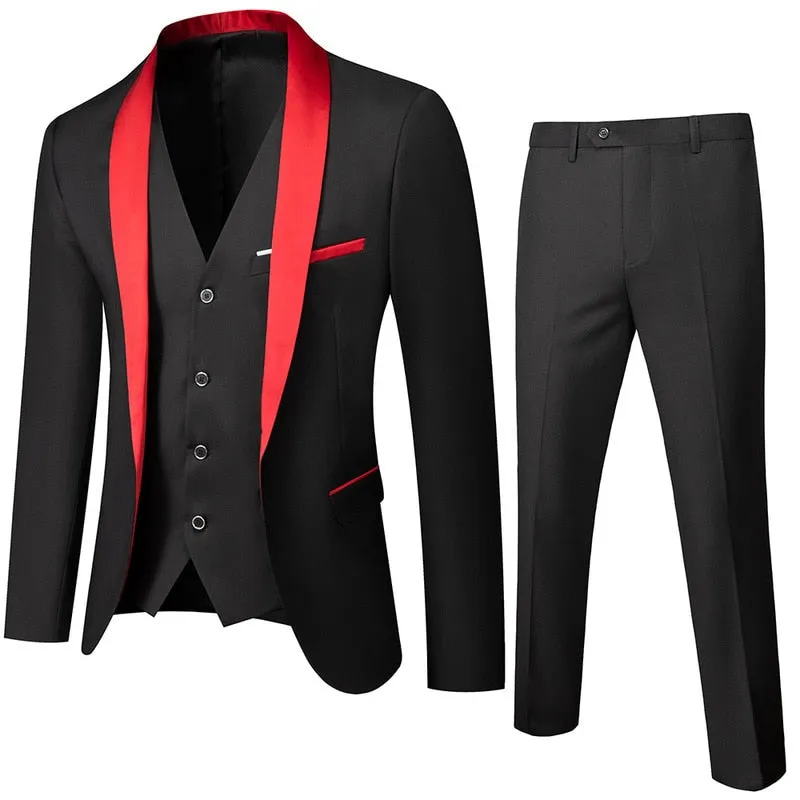 Wedding Eveing Dress 3 Pieces Jacket Pants Vest