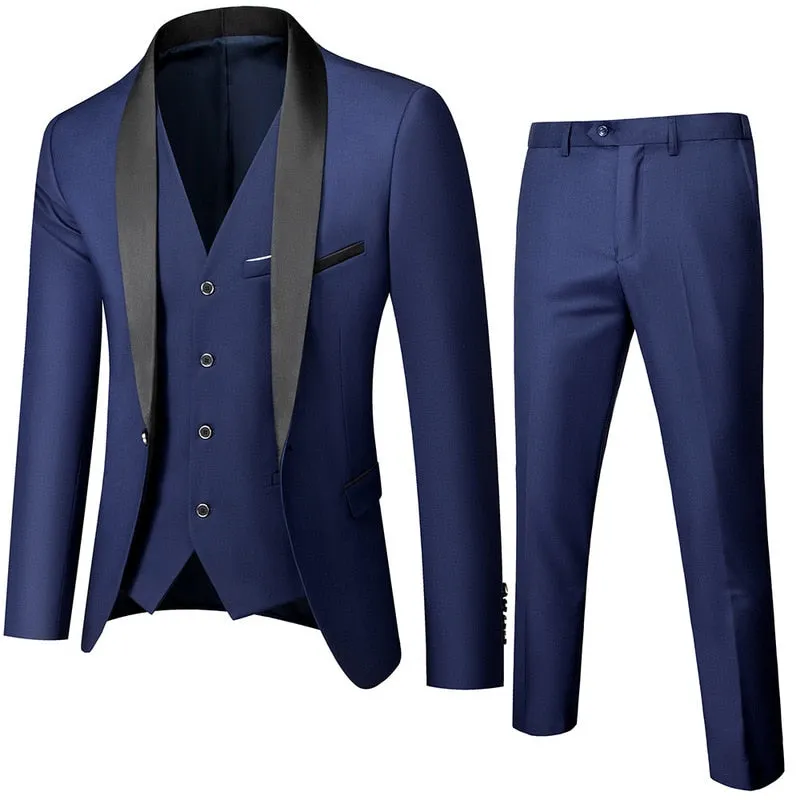 Wedding Eveing Dress 3 Pieces Jacket Pants Vest