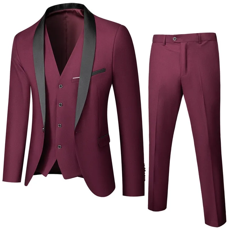 Wedding Eveing Dress 3 Pieces Jacket Pants Vest