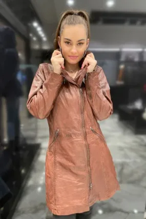Women's Stylish Long Leather Coat By TJS