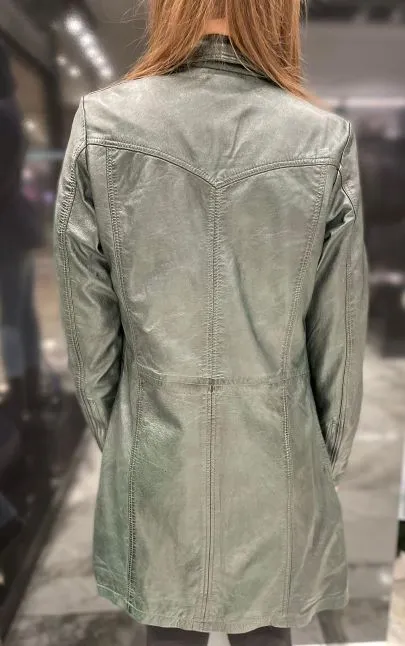 Women's Stylish Long Leather Coat By TJS