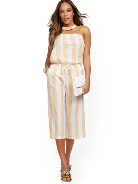 Yellow Stripe Linen Jumpsuit